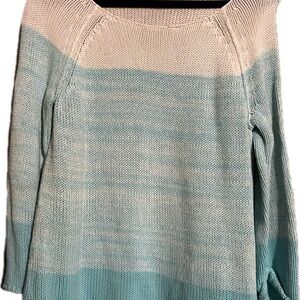 Lilly Pulitzer Aqua and Cream Striped Sweater